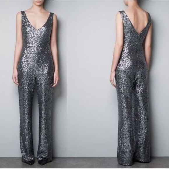 zara sequin jumpsuit